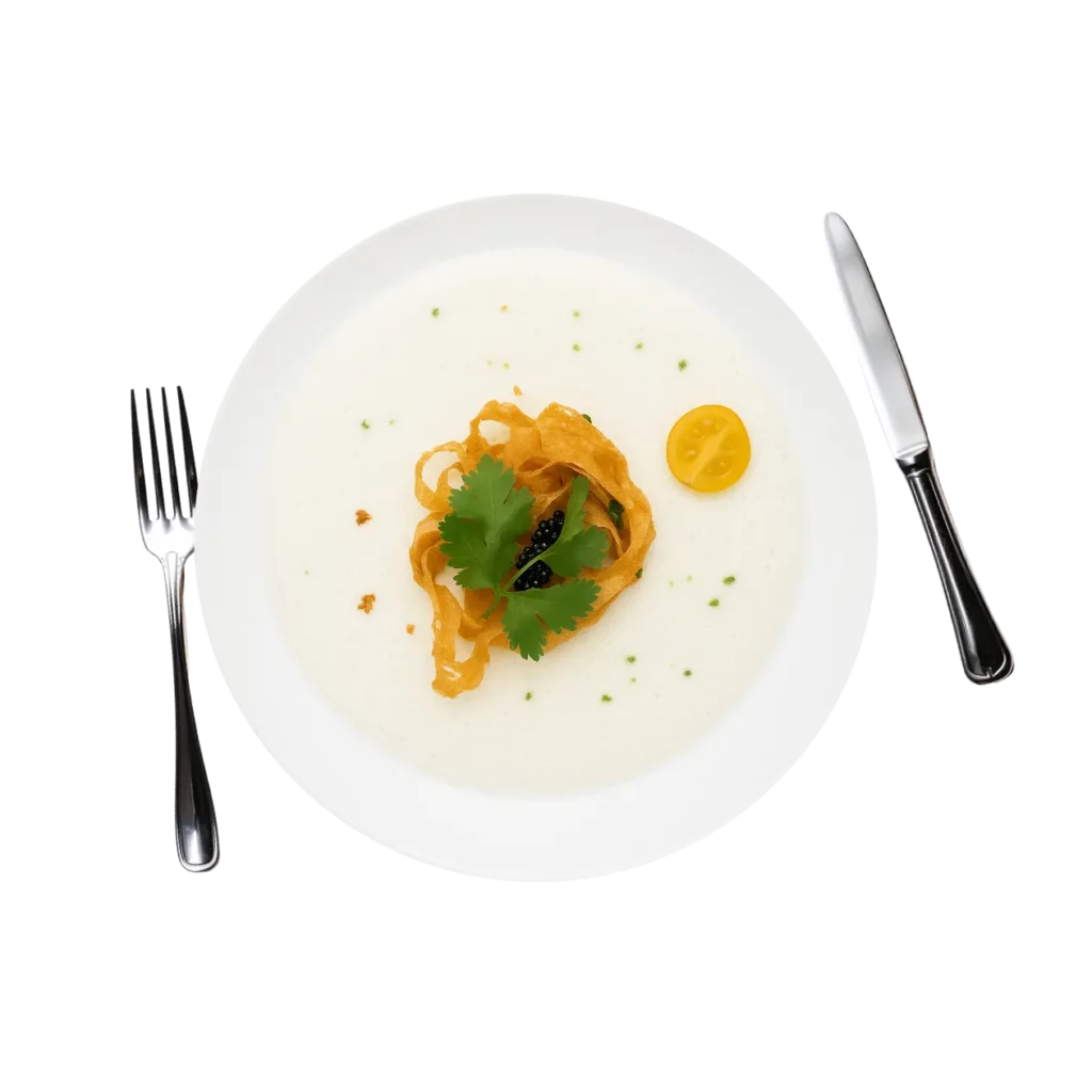 Assiette gastronomique crème et croustillant servie au restaurant Madie Paris 8