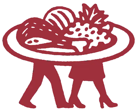 Illustration du logo Madie représentant un plateau gourmand porté par deux silhouettes