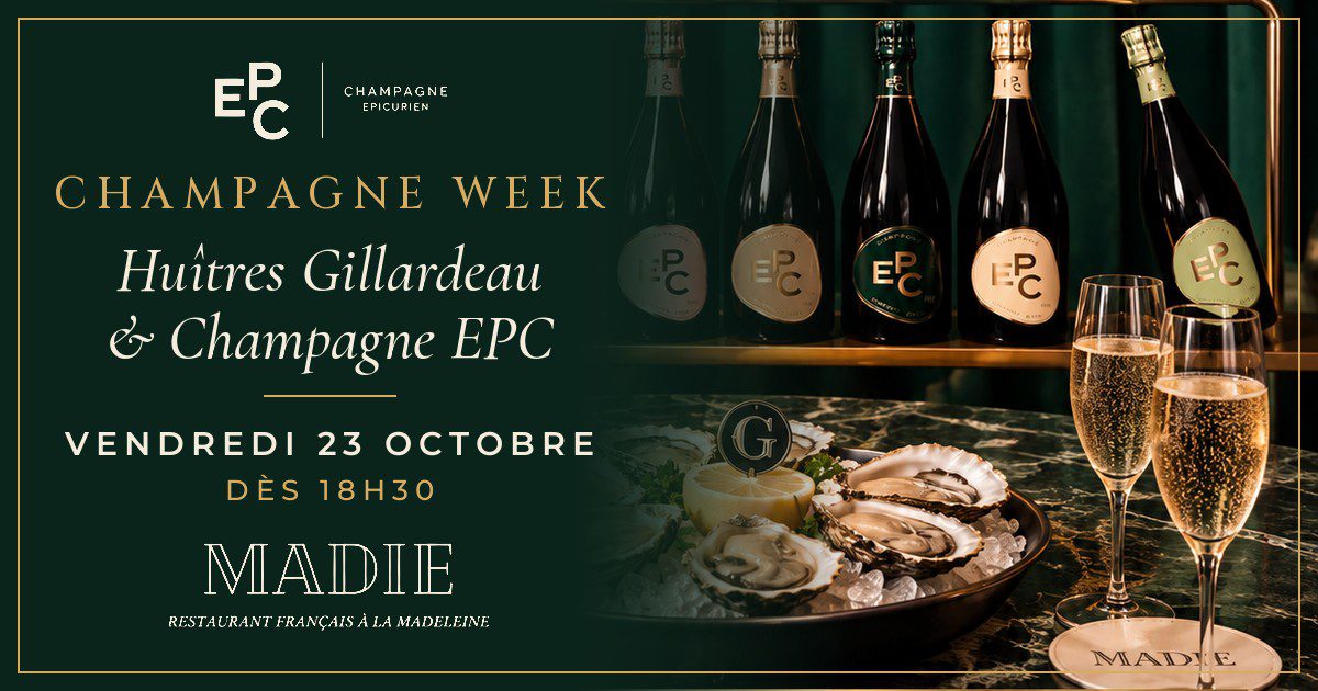 Huîtres Gillardeau et coupes de Champagne EPC au restaurant Madie, Paris 8